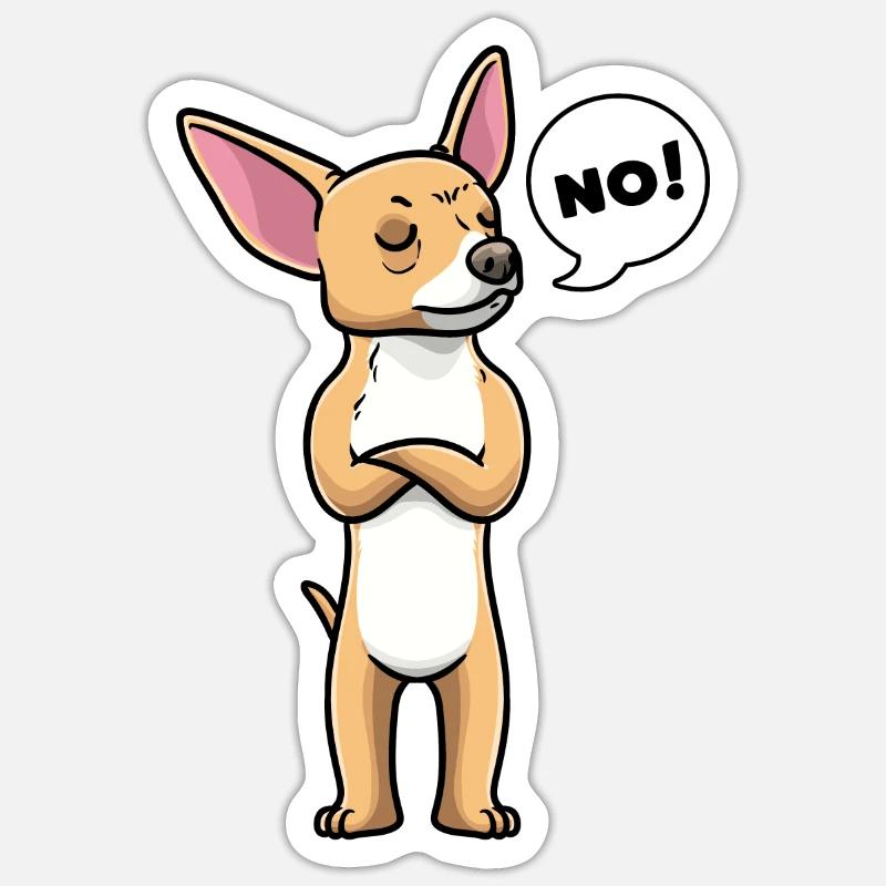 Chiweenie Chien - Sticker taille S (10 x 10 cm) - blanc mat