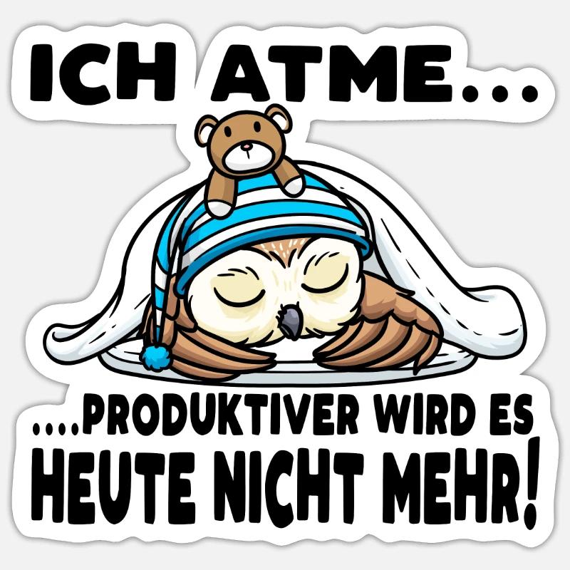 Schlummernde Eule Mit Kuscheltier Schlaf Sticker Größe S (10 x 10 cm)