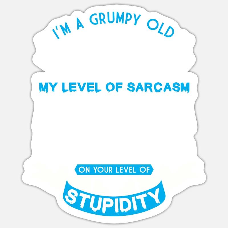I'm a grumpy old veteran, my level Sticker size S (10 x 10 cm)
