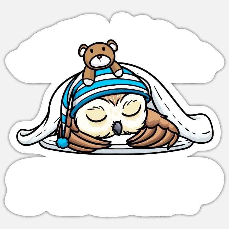 Brauche Mehr Schlaf Napping Eule Mit Plüschtier Sticker Größe S (10 x 10 cm)