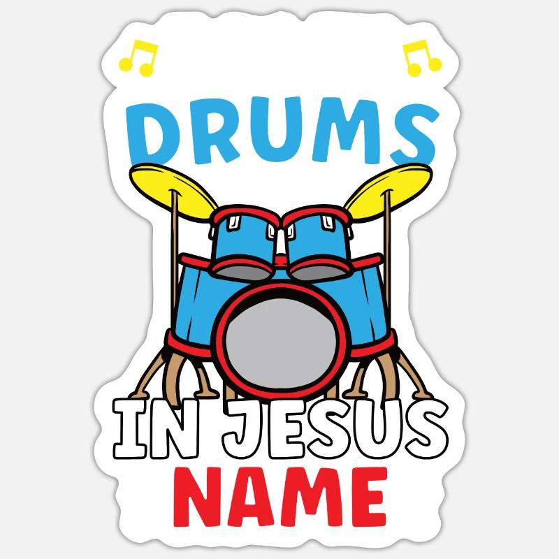 Drum Player Jesus Drum set Pick Jesus Drums Player - Sticker Größe S (10 x 10 cm) - Mattweiß