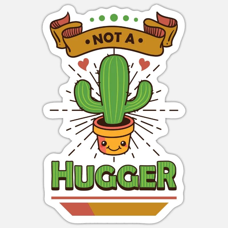 No hugging cactus - Sticker size S (10 x 10 cm) - white matte