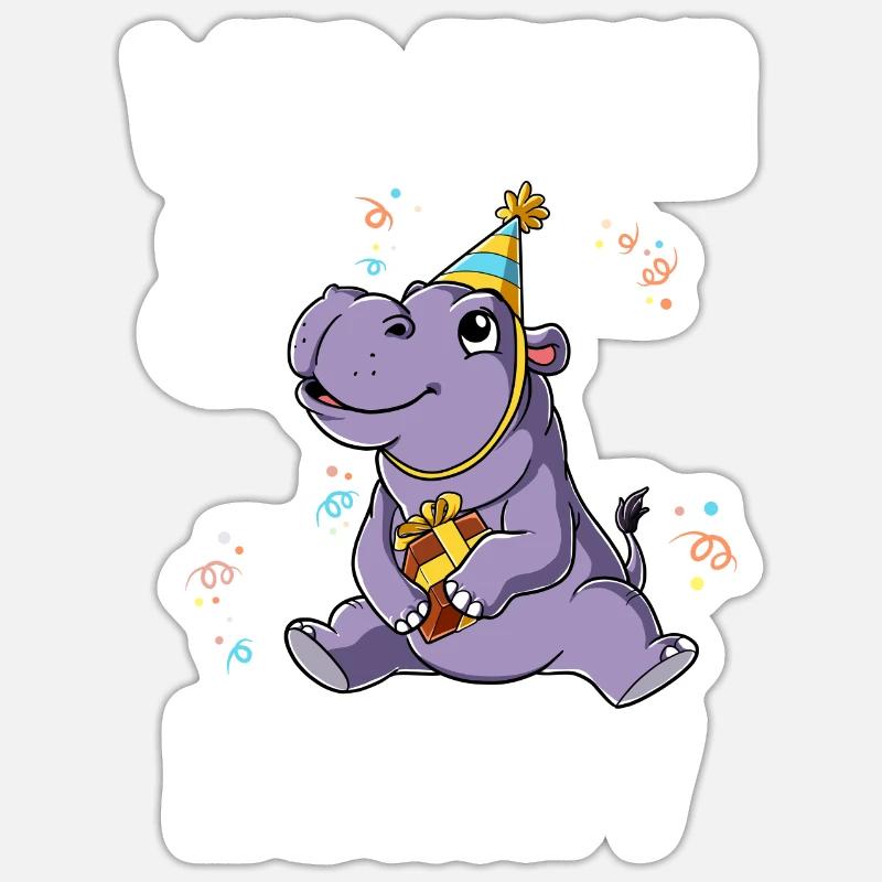 7. Geburtstag Nilpferd Wild Frech Und Endlich 7 Sticker Größe S (10 x 10 cm)