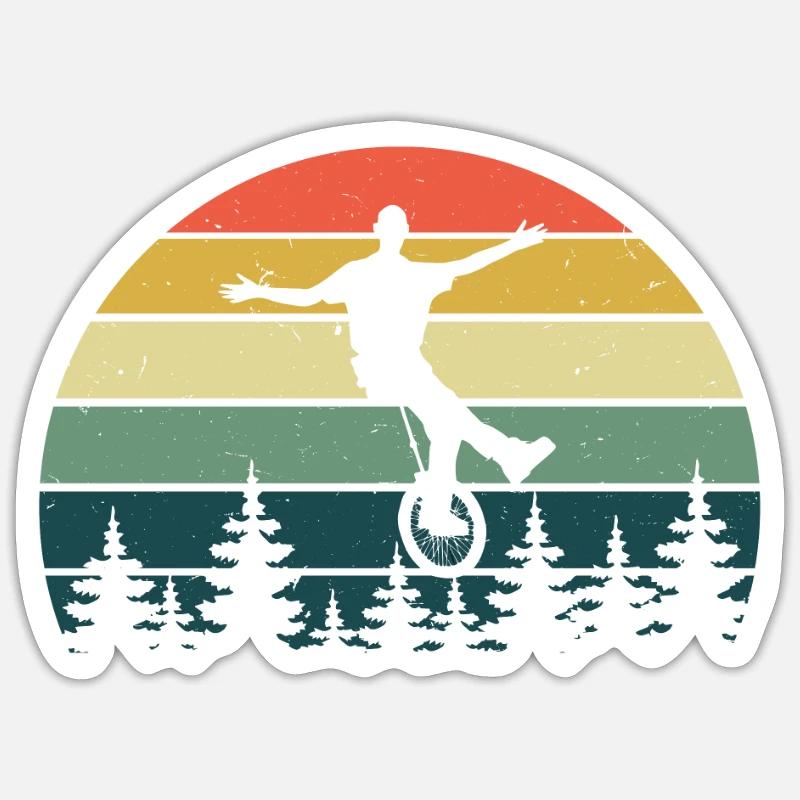 Einrad Retro - Sticker Größe S (10 x 10 cm) - Mattweiß