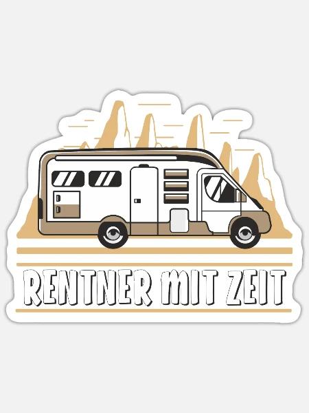 WOHNMOBIL RENTNER MIT ZEIT - Sticker Größe S (10 x 10 cm) - Mattweiß