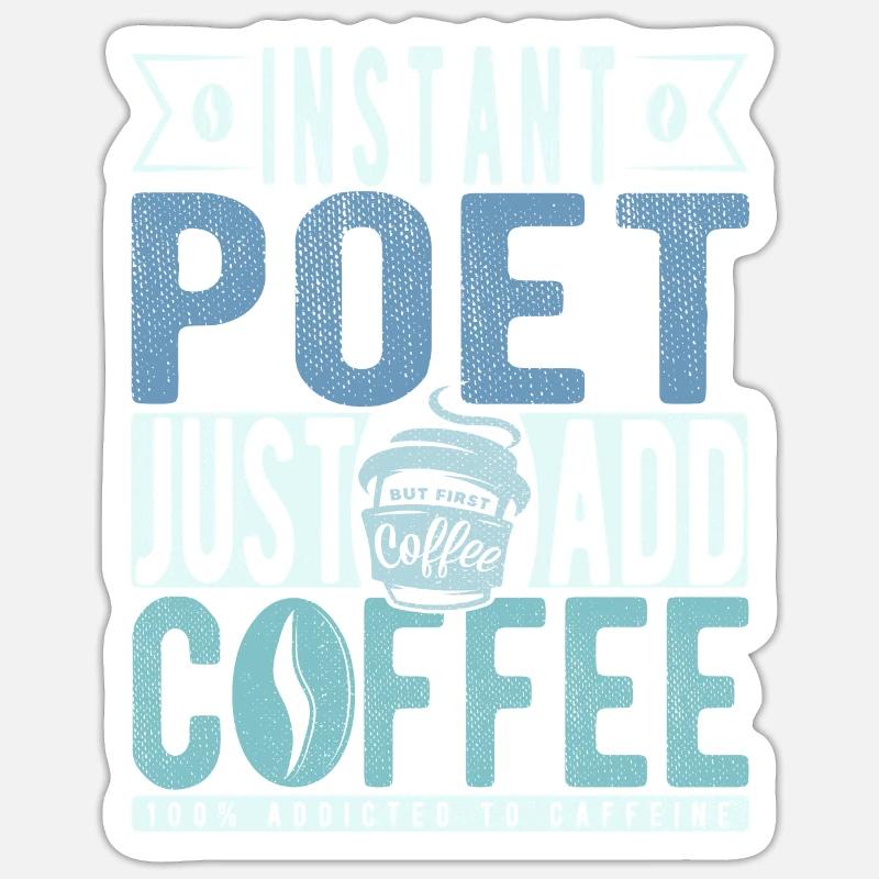 Dicton de café dense - Sticker taille S (10 x 10 cm) - blanc mat