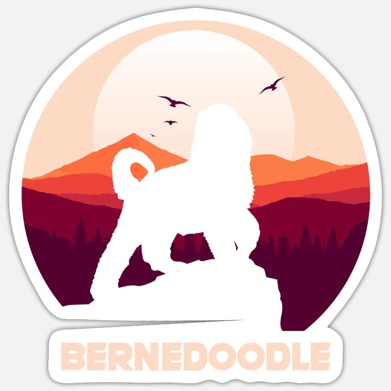 Bernedoodle Chien - Sticker taille S (10 x 10 cm) - blanc mat