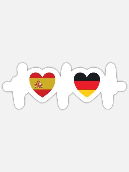 Spanien und Deutschland Deutsche Fahne Flaggen - Sticker Größe S (10 x 10 cm) - Mattweiß