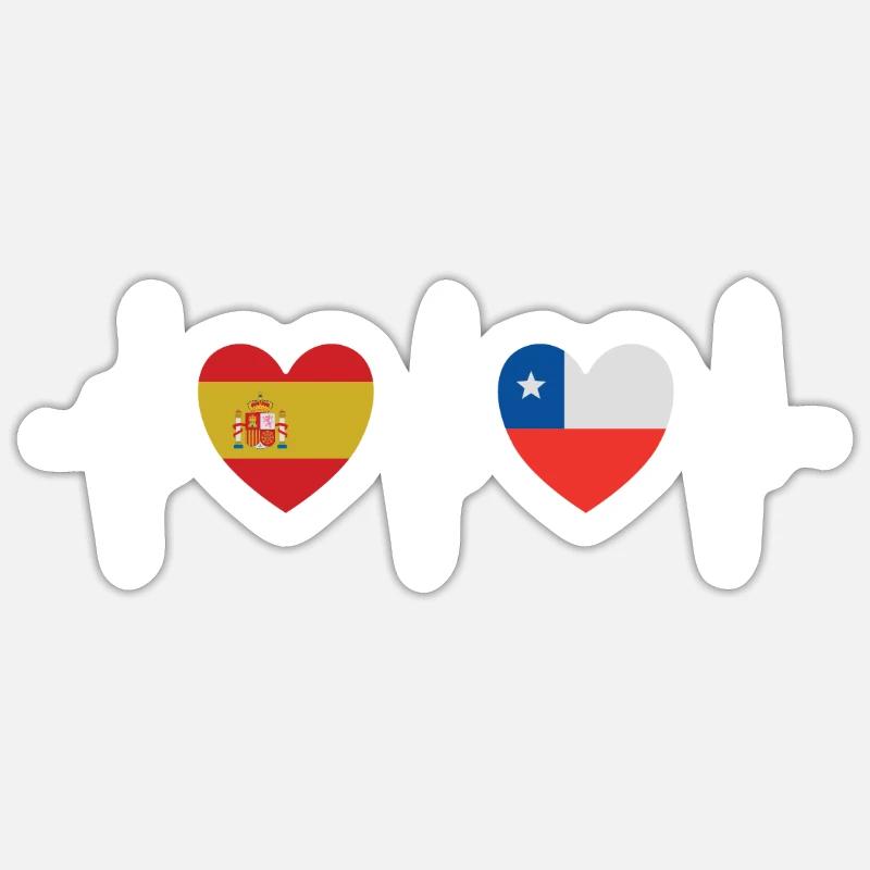 Espagne et Chili Drapeau chilien Drapeaux - Sticker taille S (10 x 10 cm) - blanc mat