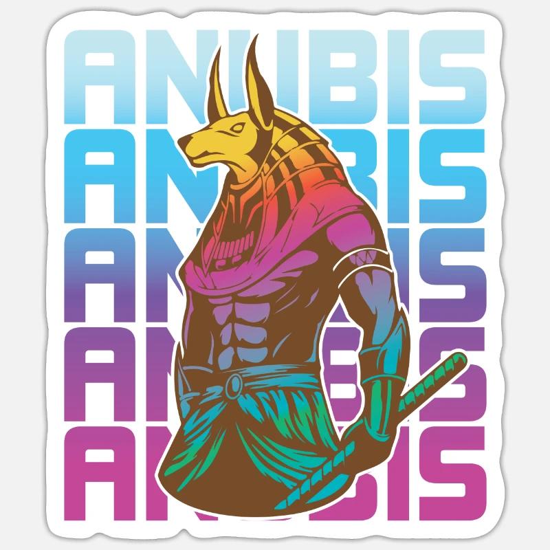 Dieu égyptien Anubis Egypte - Sticker taille S (10 x 10 cm) - blanc mat