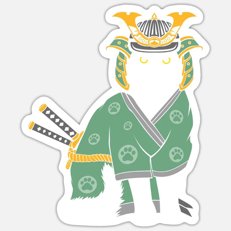 Neko Samurai Funny - Sticker size S (10 x 10 cm) - white matte