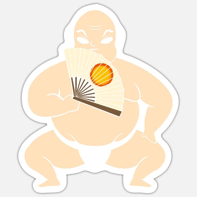 Samurai Funny Fun Naked - Sticker Größe S (10 x 10 cm) - Mattweiß