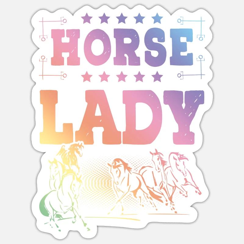 Dame du cheval - Sticker taille S (10 x 10 cm) - blanc mat