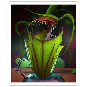 Funny Graphic Pitcher Plant Art Cool Nepenthes - Sticker size S (10 x 10 cm) - white matte - Front