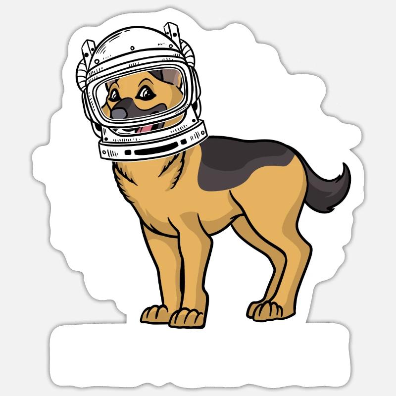 Schäferhund Astronaut I Need More Space Sticker Größe S (10 x 10 cm)