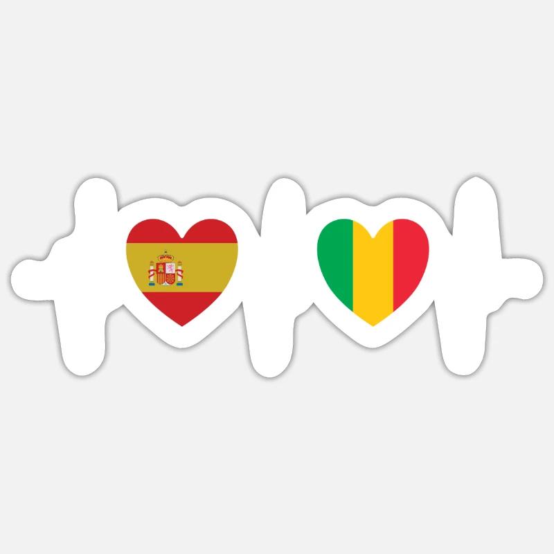 Espagne et Mali Drapeau malien Drapeaux Sticker taille S (10 x 10 cm)