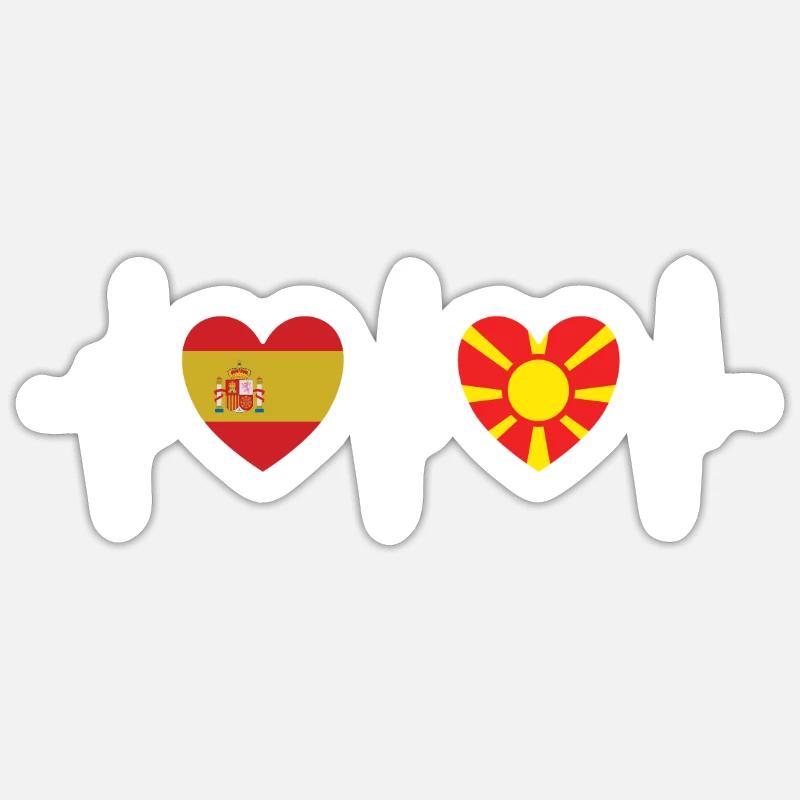 Espagne et Macédoine Drapeau macédonien Drapeaux Sticker taille S (10 x 10 cm)