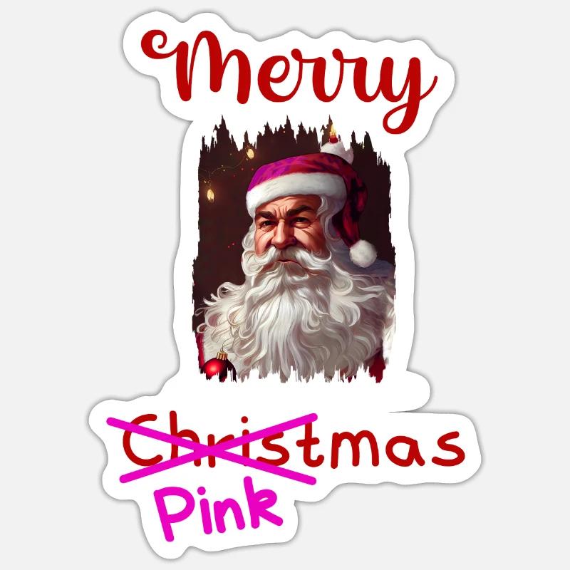 Santaclaus rose - Sticker taille S (10 x 10 cm) - blanc mat