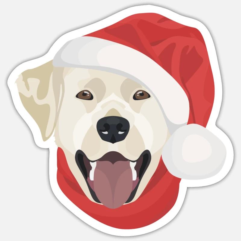 Joyeux Noël Labrador - Sticker taille S (10 x 10 cm) - blanc mat