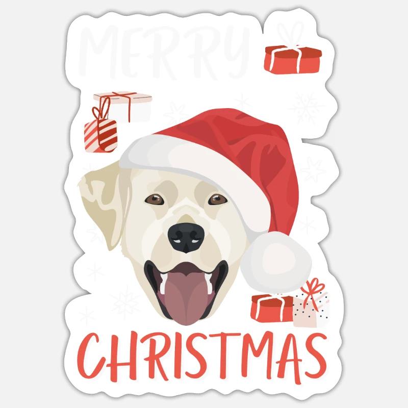 Joyeux Noël Labrador - Sticker taille S (10 x 10 cm) - blanc mat