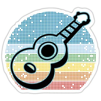 Ukulelen Vitage - Sticker Größe S (10 x 10 cm) - Mattweiß - Vorne