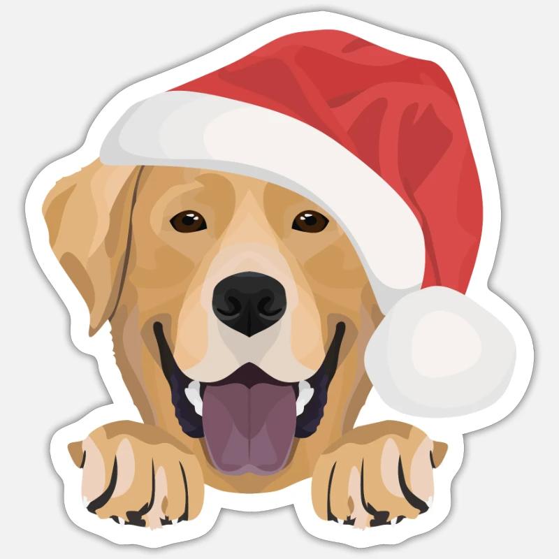 Joyeux Noël Labrador - Sticker taille S (10 x 10 cm) - blanc mat
