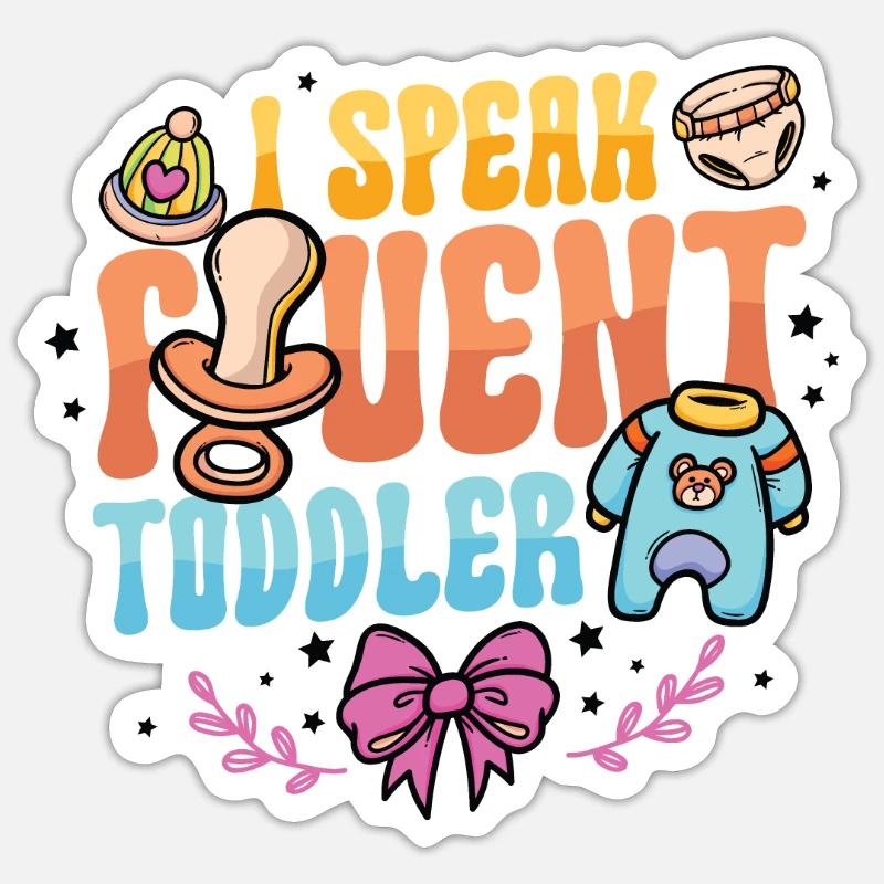Je parle couramment bambin - Sticker taille S (10 x 10 cm) - blanc mat