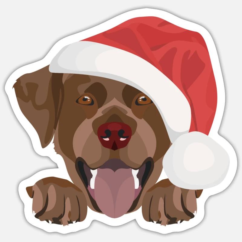 Joyeux Noël Labrador - Sticker taille S (10 x 10 cm) - blanc mat