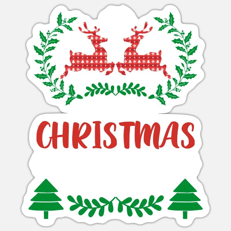 Pull de Noël de renne - Sticker taille S (10 x 10 cm) - blanc mat