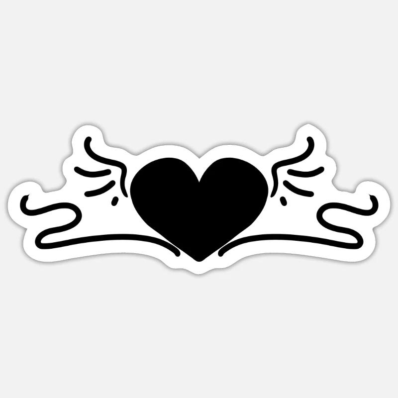 Herz Schwarz - Sticker Größe S (10 x 10 cm) - Mattweiß
