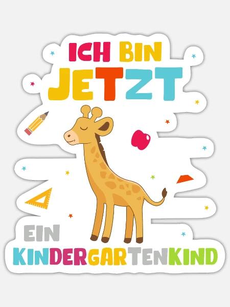 Ich bin jetzt ein Kindergartenkind Giraffe - Sticker Größe S (10 x 10 cm) - Mattweiß
