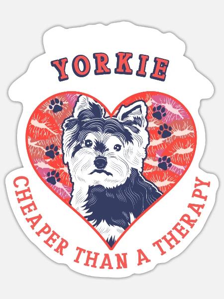 Yorkshire Terrier Yorkie Hund Geschenk - Sticker Größe S (10 x 10 cm) - Mattweiß