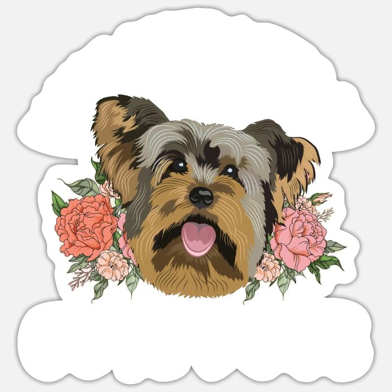 Yorkshire Terrier Yorkie Hund Geschenk - Sticker Größe S (10 x 10 cm) - Mattweiß