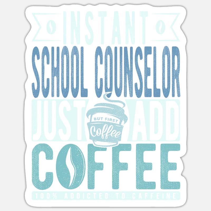 Citation café du conseiller scolaire - Sticker taille S (10 x 10 cm) - blanc mat