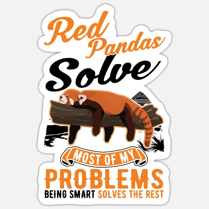 Red Panda Cadeau Chat Ours - Sticker taille S (10 x 10 cm) - blanc mat