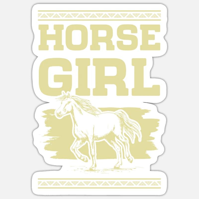 Fille à cheval - Sticker taille S (10 x 10 cm) - blanc mat