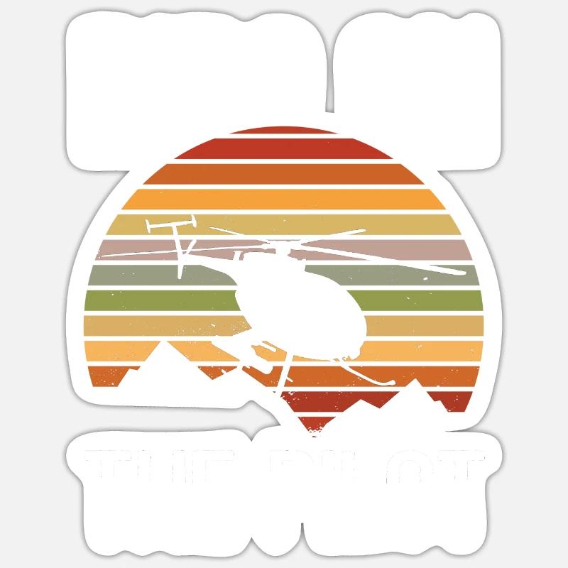 Hubschrauber Pilot Geschenk - Sticker Größe S (10 x 10 cm) - Mattweiß