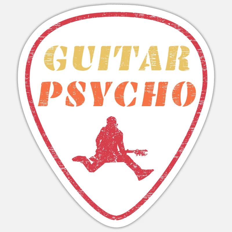 Gitarre Psycho - Sticker Größe S (10 x 10 cm) - Mattweiß