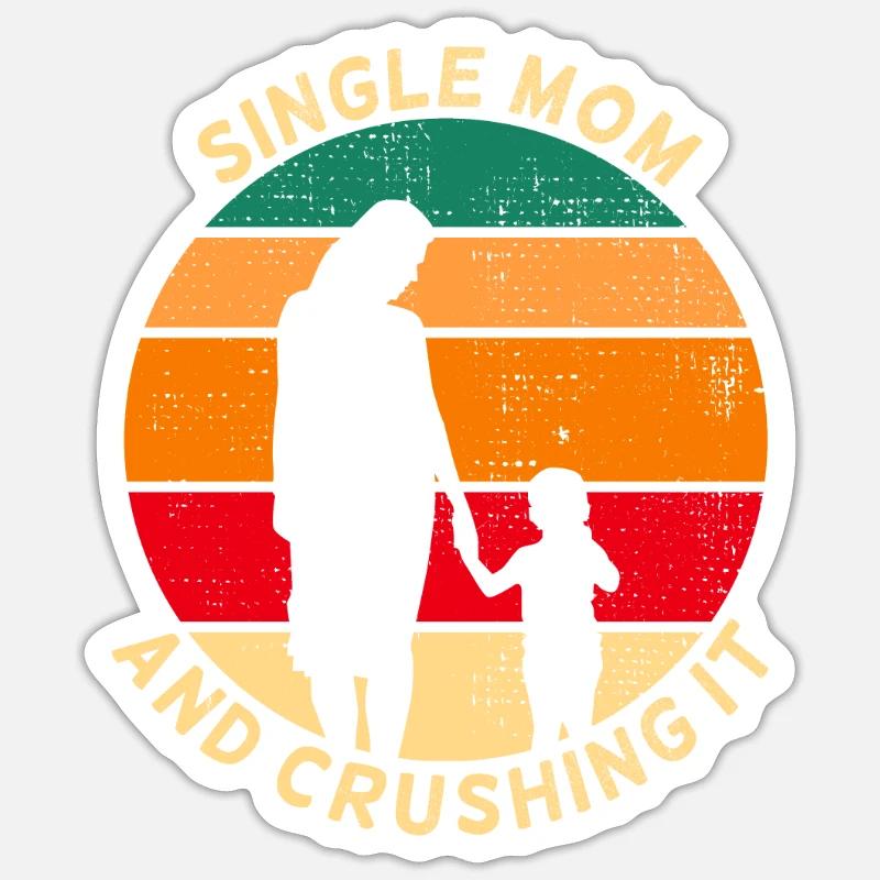 Maman célibataire et l’écraser - Sticker taille S (10 x 10 cm) - blanc mat