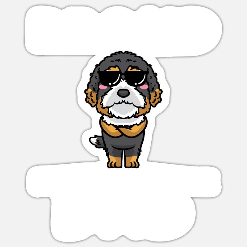 Bernedoodle Chien - Sticker taille S (10 x 10 cm) - blanc mat