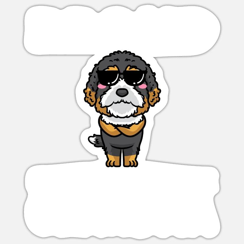 Bernedoodle Chien - Sticker taille S (10 x 10 cm) - blanc mat