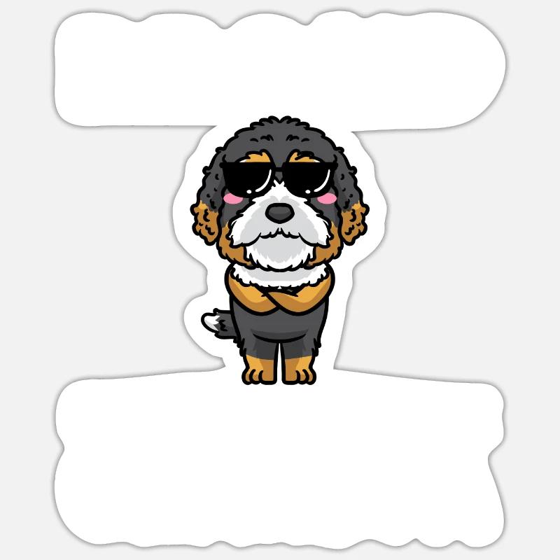 Bernedoodle Chien - Sticker taille S (10 x 10 cm) - blanc mat