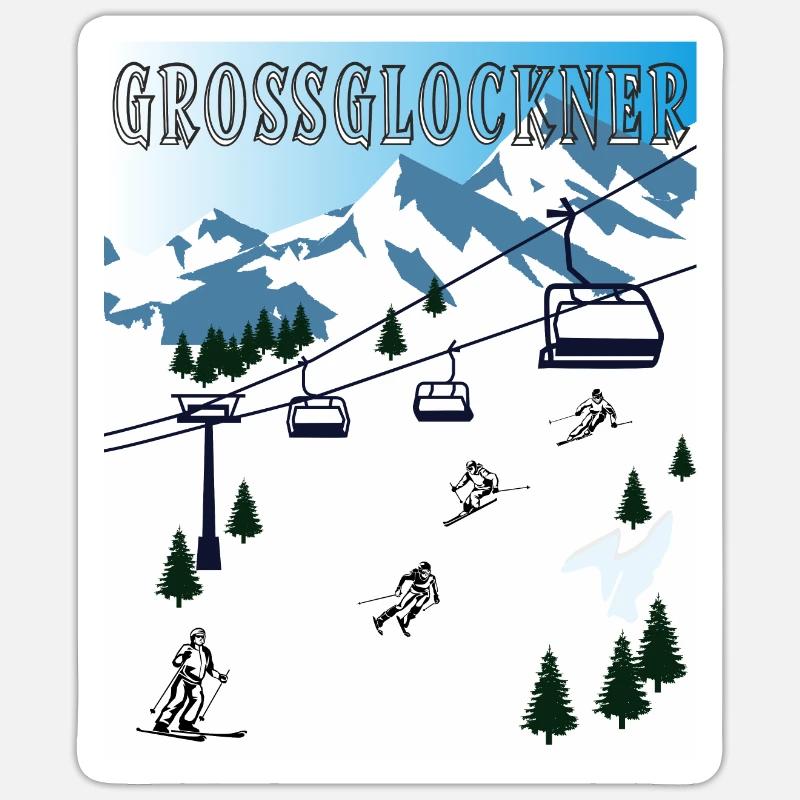 SKIING GROSSGLOCKNER - Sticker size S (10 x 10 cm) - white matte