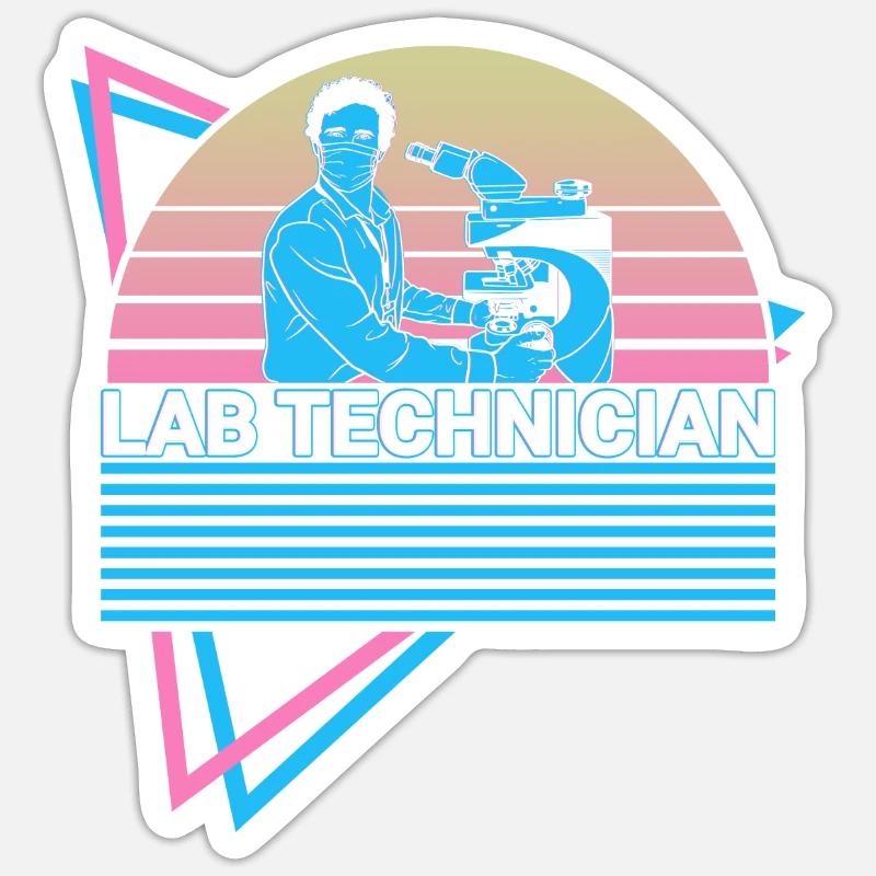 Laboratory Technician Retro - Sticker size S (10 x 10 cm) - white matte
