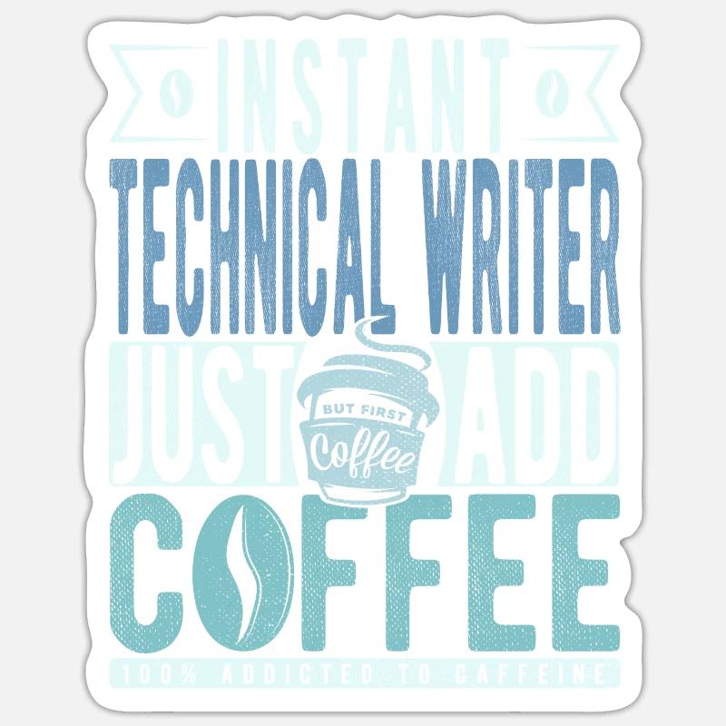 Rédacteur technique Café Dicton - Sticker taille S (10 x 10 cm) - blanc mat
