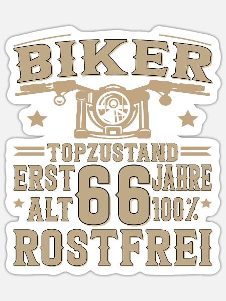 66 Geburtstag Mann Biker 66 Jahre Motorrad - Sticker Größe S (10 x 10 cm) - Mattweiß