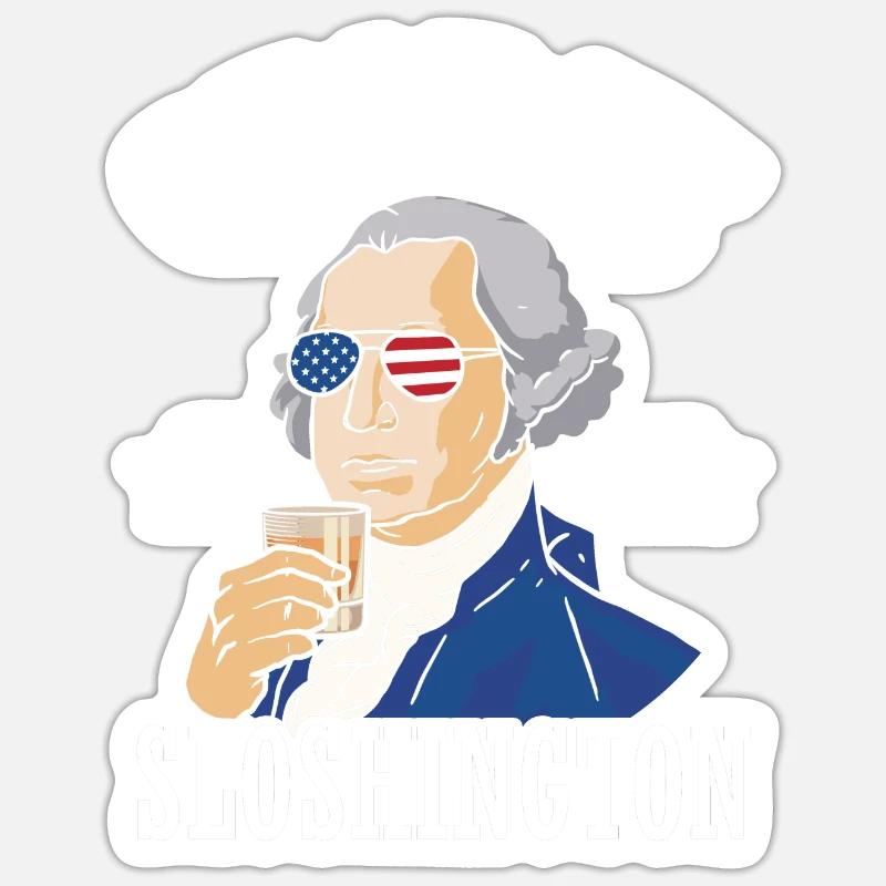 George Sloshington Drink 4. Juli Sticker Größe S (10 x 10 cm)