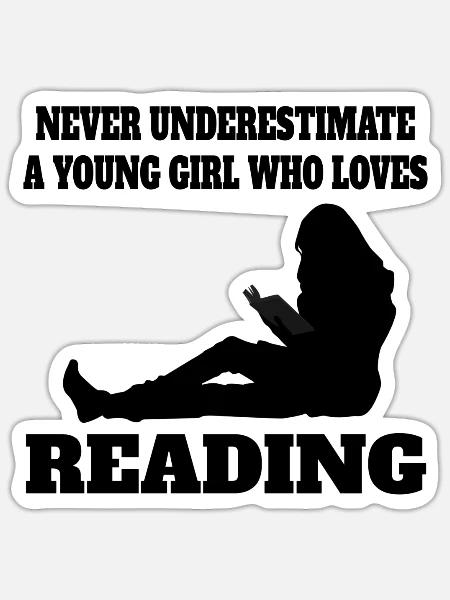 Lesen Frau Bücher Buchliebhaber Mädchen Buch Leser - Sticker Größe S (10 x 10 cm) - Mattweiß