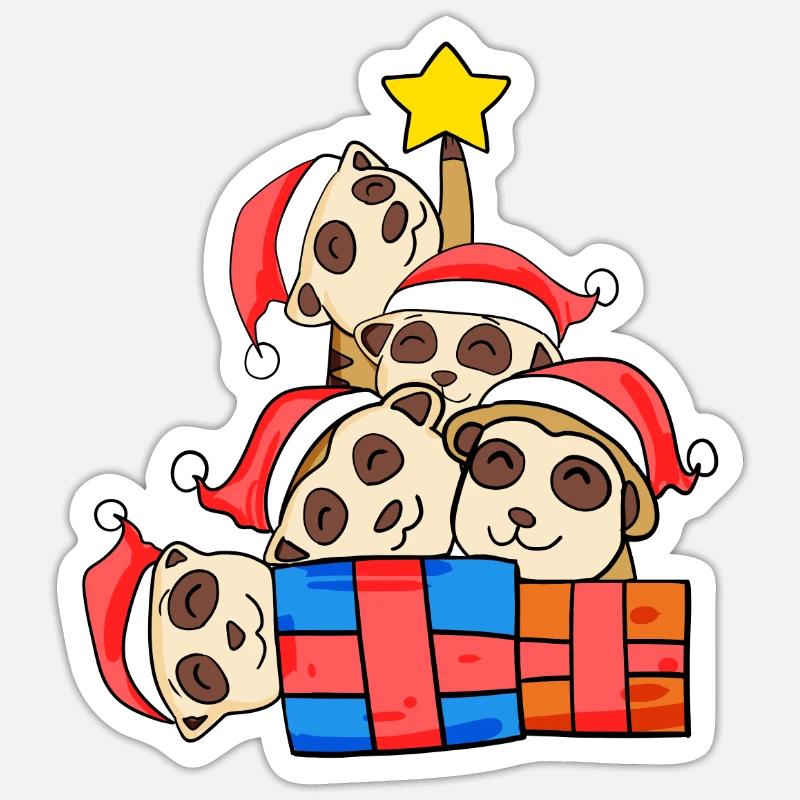 Suricate de l’arbre de Noël - Sticker taille S (10 x 10 cm) - blanc mat