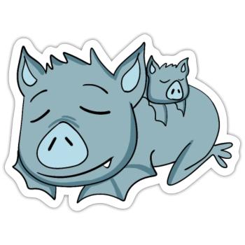 Chauve-souris avec bébé chauve-souris - Famille - Sticker taille S (10 x 10 cm) - blanc mat - Devant